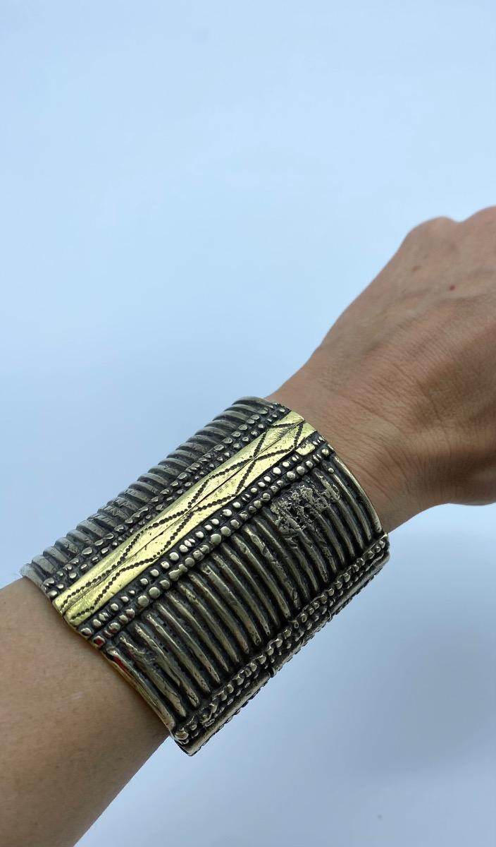 Harar Ethiopia Oromo ethnic coin silver and gilded sleef bracelet 