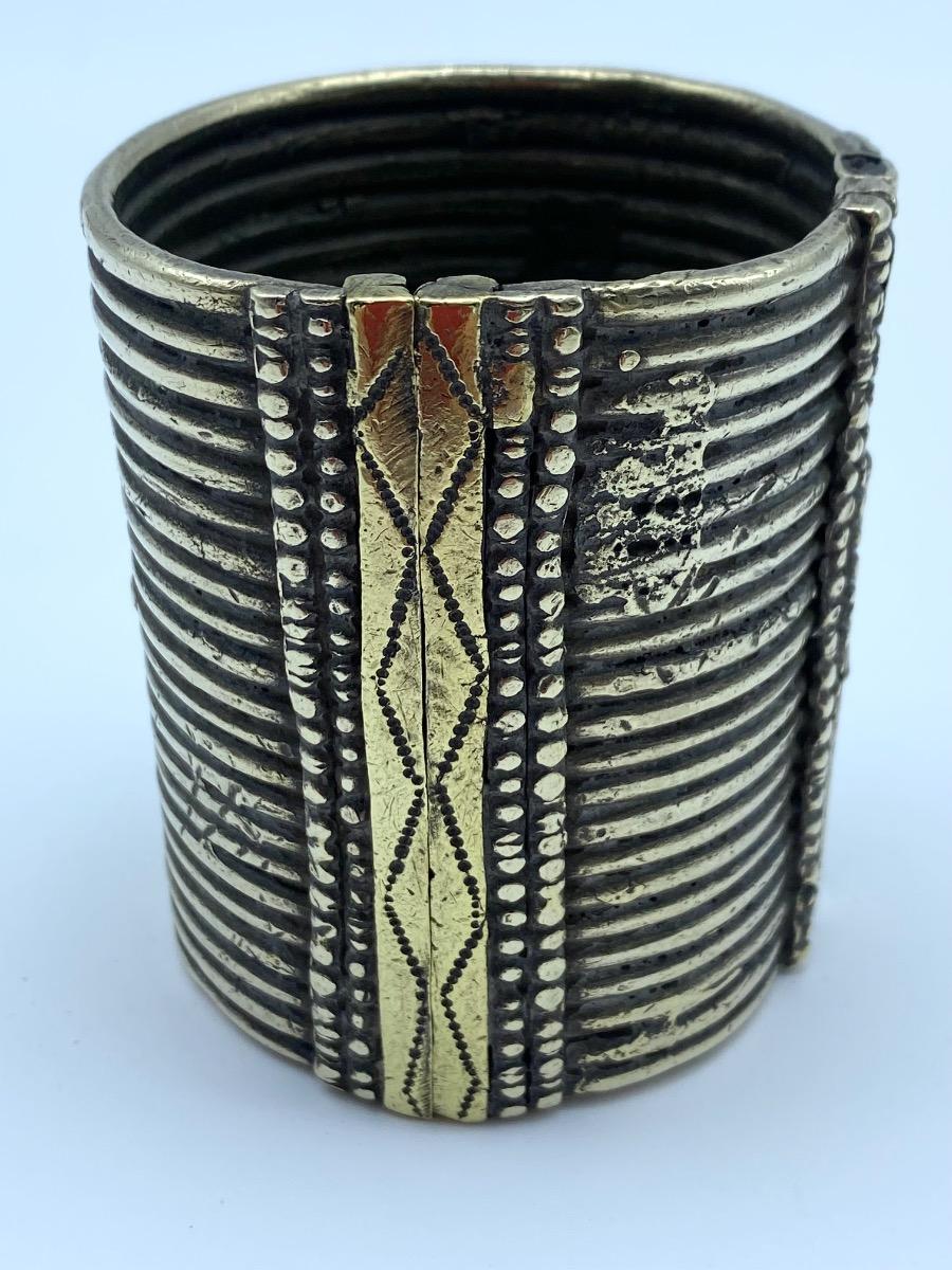 Harar Ethiopia Oromo ethnic coin silver and gilded sleef bracelet 