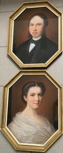 Heinrich Siebert sr 1866 rare pair of pastel portrait paintings 