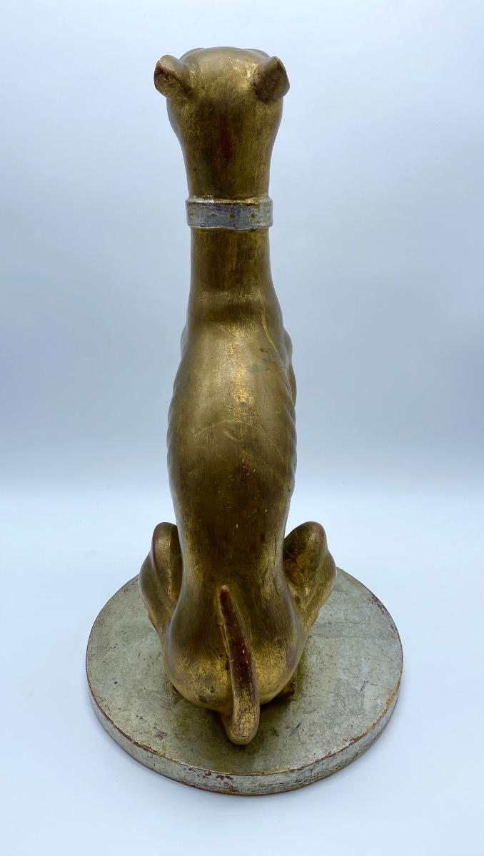 Italian giltwood carved statue of a greyhound or whippet 