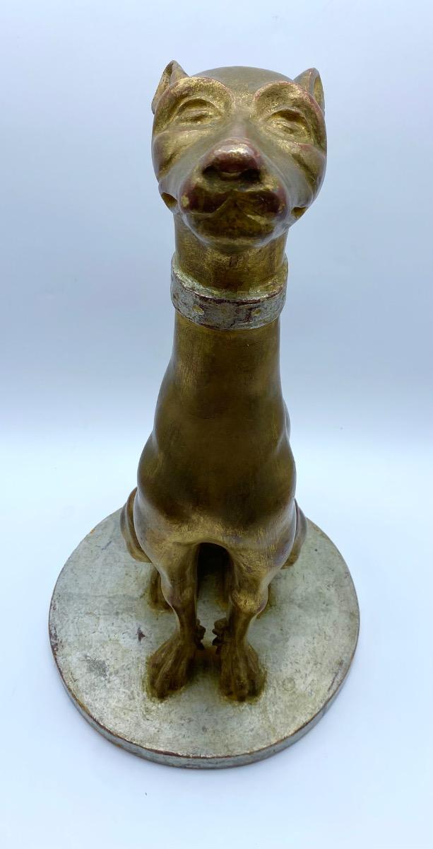 Italian giltwood carved statue of a greyhound or whippet 