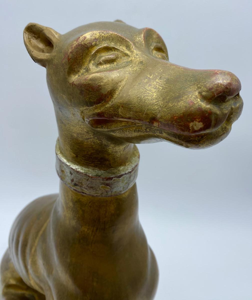 Italian giltwood carved statue of a greyhound or whippet 
