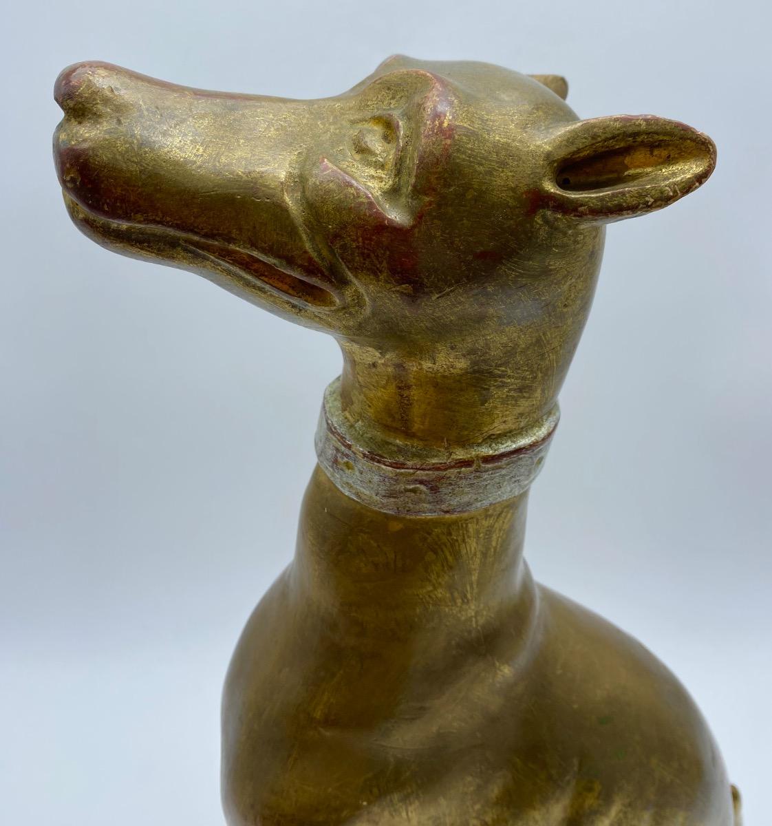 Italian giltwood carved statue of a greyhound or whippet 