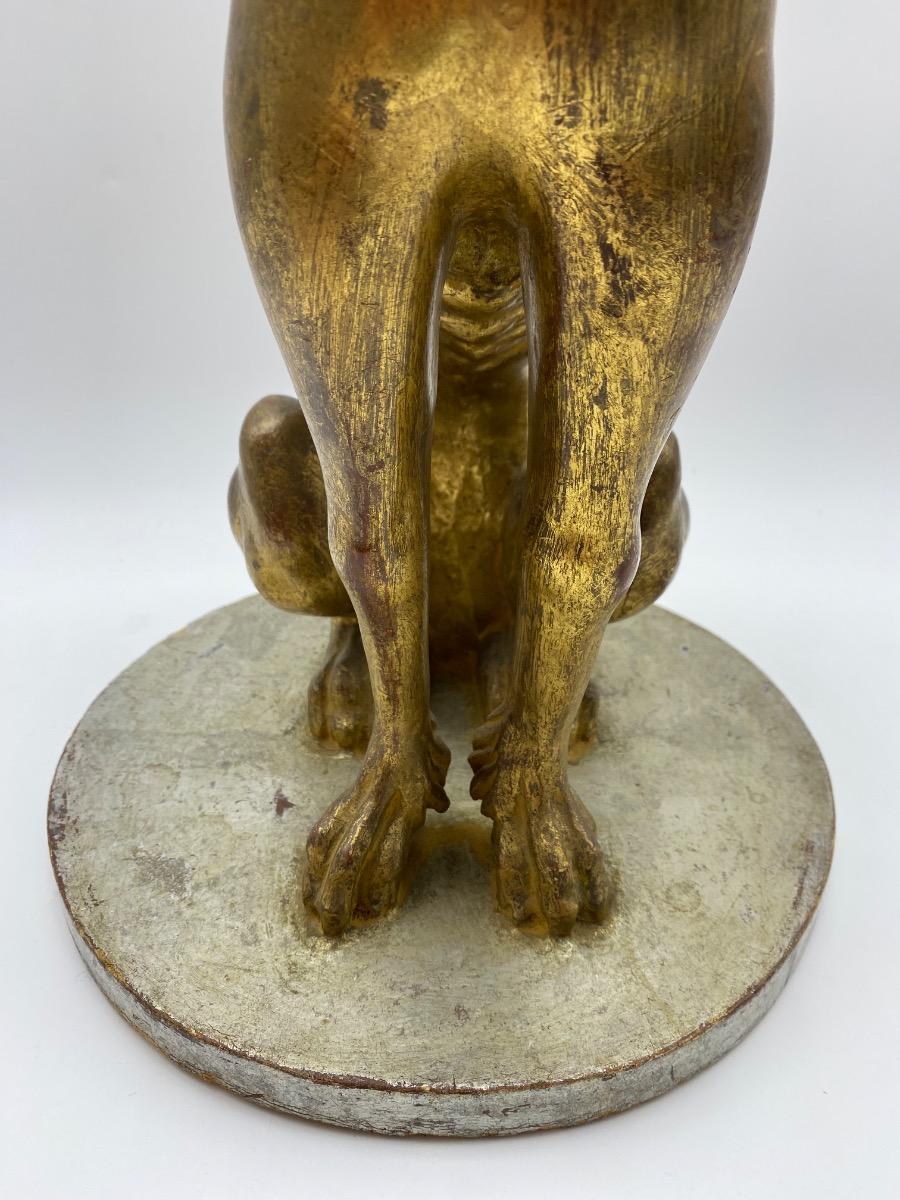 Italian giltwood carved statue of a greyhound or whippet 