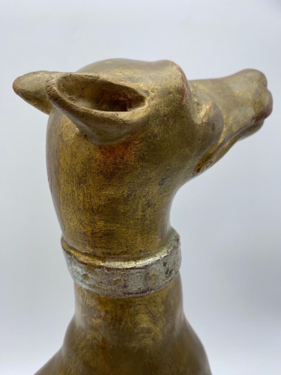 Italian giltwood carved statue of a greyhound or whippet 