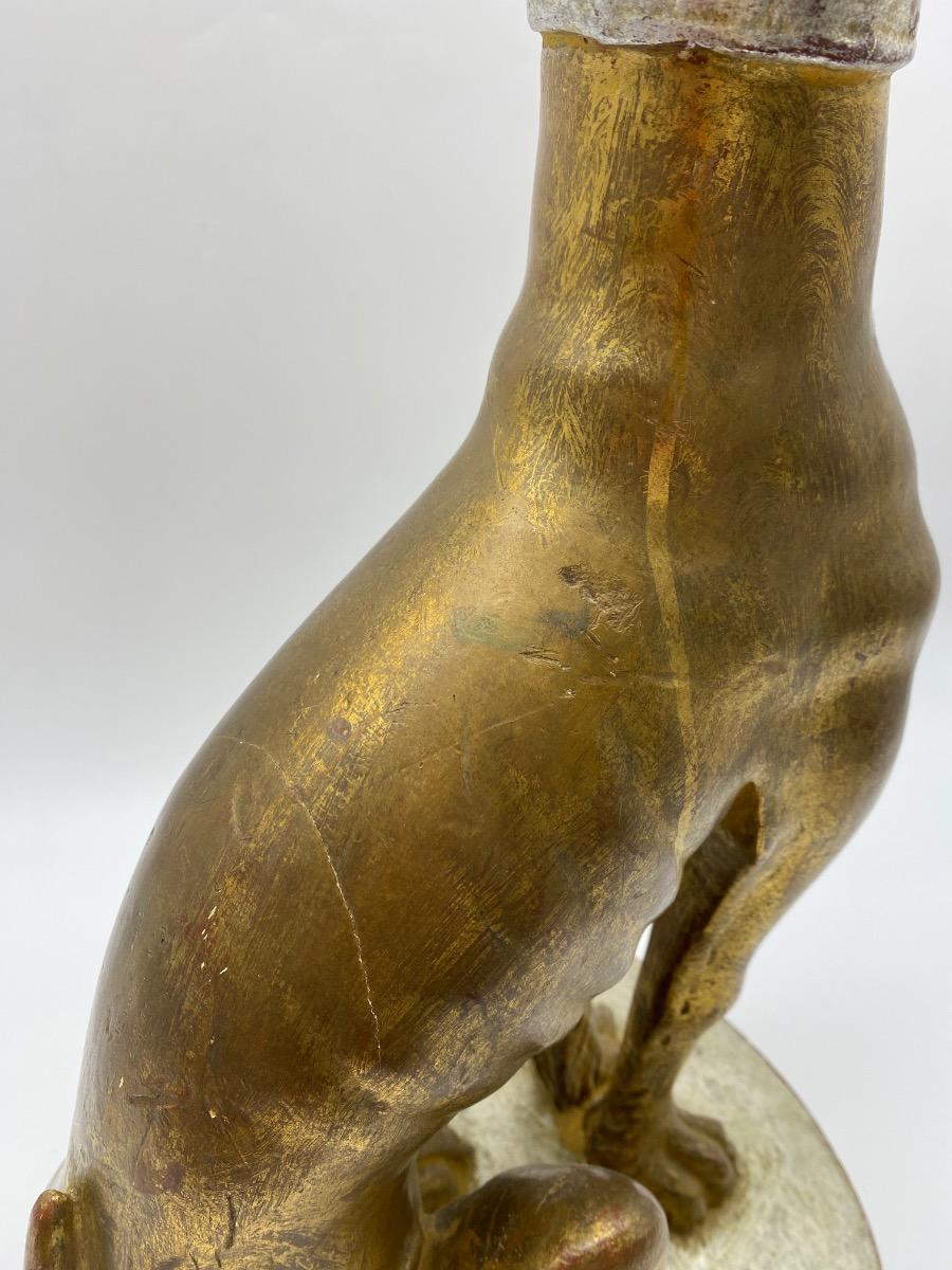 Italian giltwood carved statue of a greyhound or whippet 