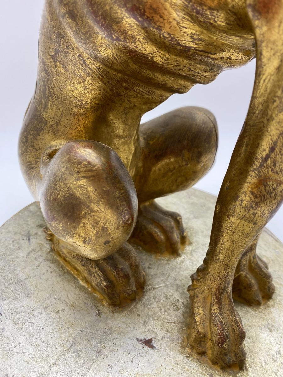 Italian giltwood carved statue of a greyhound or whippet 