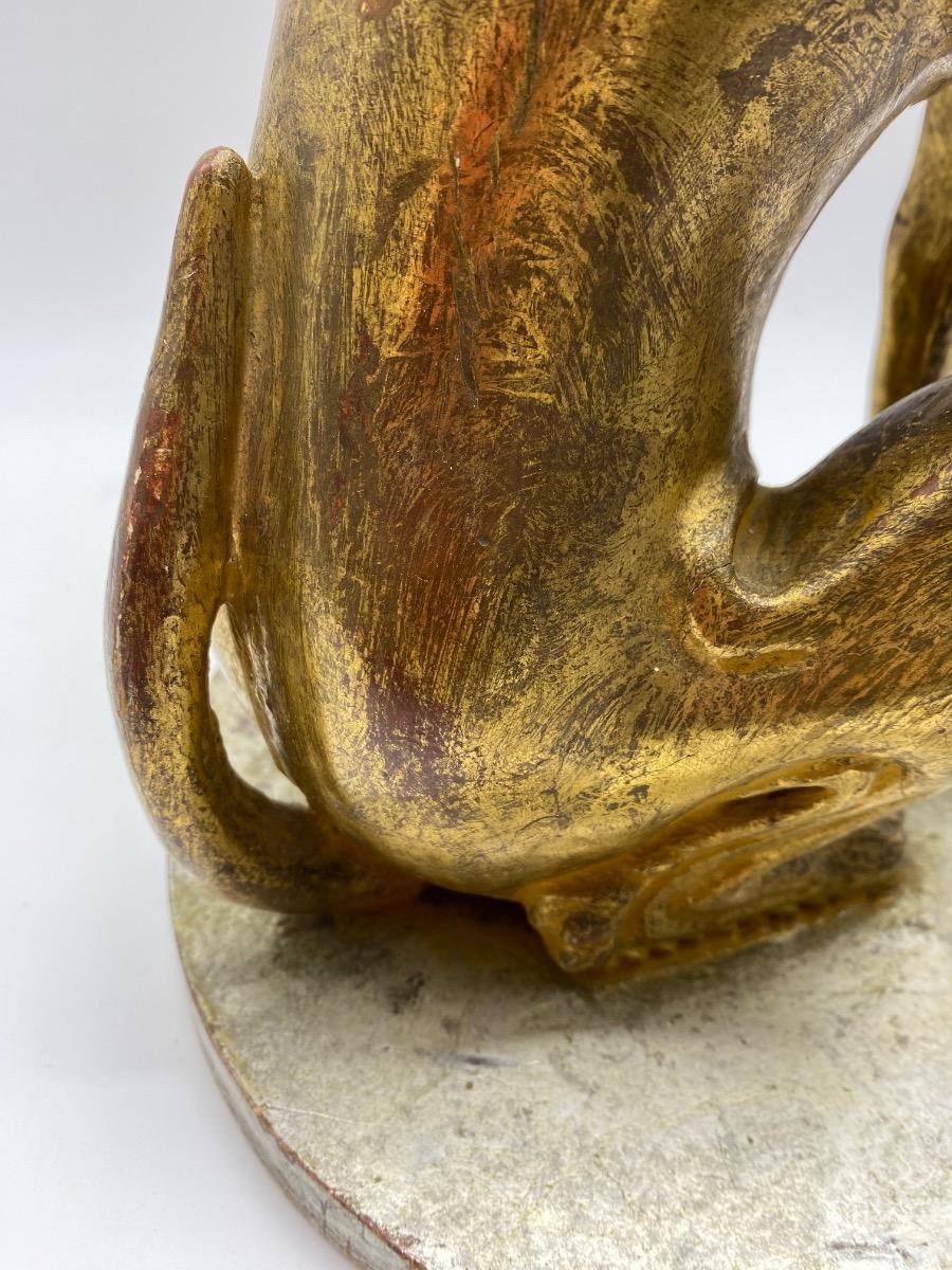 Italian giltwood carved statue of a greyhound or whippet 