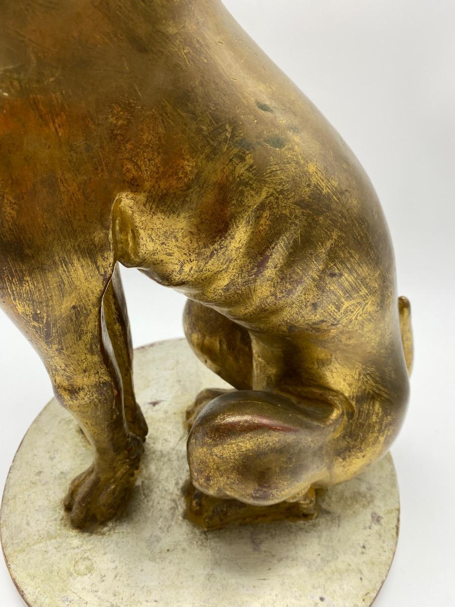 Italian giltwood carved statue of a greyhound or whippet 