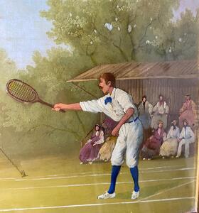 Four Marco Ceri Edwardian tennis oil paintings on copper 