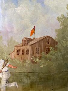 Four Marco Ceri Edwardian tennis oil paintings on copper 