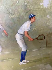 Four Marco Ceri Edwardian tennis oil paintings on copper 