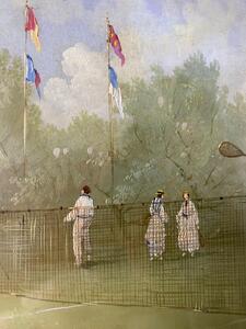 Four Marco Ceri Edwardian tennis oil paintings on copper 