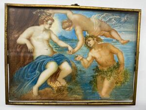Antique miniature painting after Tintoretto by Pimpinelli 