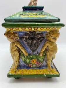 Zulimo Aretini antique majolica Renaissance style casket 