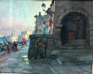 Villefranche s. Mer 1919 gouache Jules van de Leene 