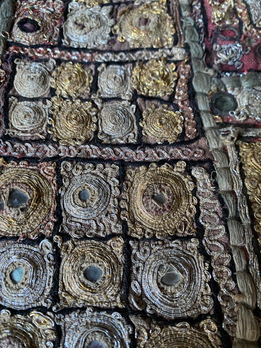 Large Banjara Zardozi embroidery patchwork tapestry with silver- and goldthread India ca 1930