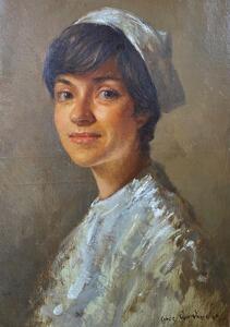 Female portrait painting by Van Vosselen 