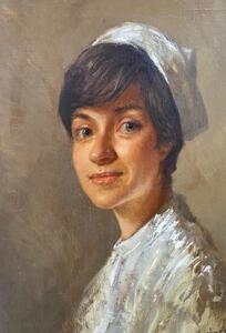 Female portrait painting by Van Vosselen 