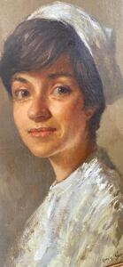 Female portrait painting by Van Vosselen 