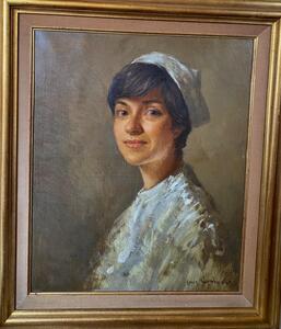 Female portrait painting by Van Vosselen 