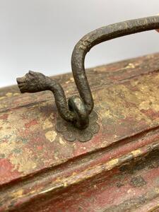 Rare 17th century small Tibetan painted wooden chest 