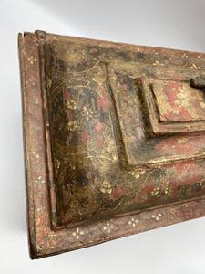 Rare 17th century small Tibetan painted wooden chest 