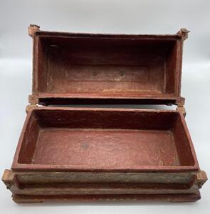 Rare 17th century small Tibetan painted wooden chest 