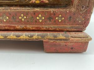 Rare 17th century small Tibetan painted wooden chest 