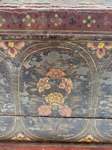 Rare 17th century small Tibetan painted wooden chest 