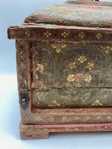 Rare 17th century small Tibetan painted wooden chest 