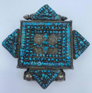 XIX century Tibetan mandala shaped silver Gau 