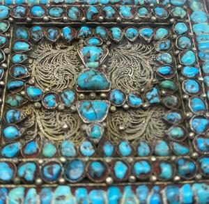 XIX century Tibetan mandala shaped silver Gau 