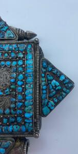 XIX century Tibetan mandala shaped silver Gau 