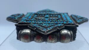 XIX century Tibetan mandala shaped silver Gau 
