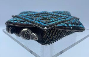 XIX century Tibetan mandala shaped silver Gau 