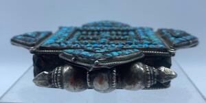XIX century Tibetan mandala shaped silver Gau 