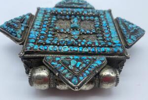 XIX century Tibetan mandala shaped silver Gau 