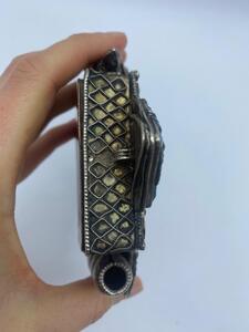 XIX century Tibetan mandala shaped silver Gau 