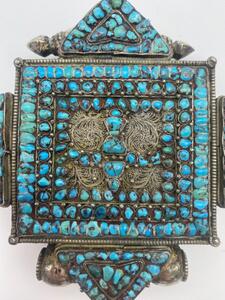 XIX century Tibetan mandala shaped silver Gau 