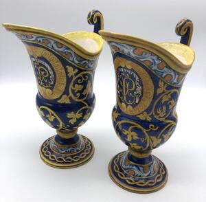 Antique Italian majolica pitchers with a monogram 
