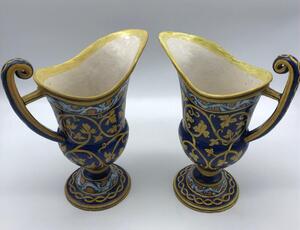 Antique Italian majolica pitchers with a monogram 
