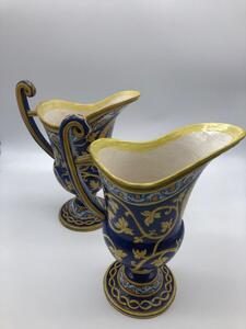 Antique Italian majolica pitchers with a monogram 