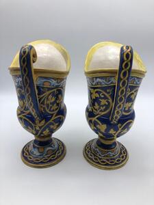 Antique Italian majolica pitchers with a monogram 