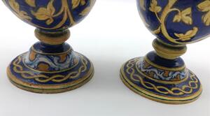 Antique Italian majolica pitchers with a monogram 