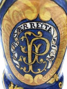 Antique Italian majolica pitchers with a monogram 