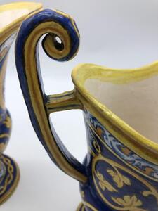 Antique Italian majolica pitchers with a monogram 