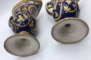 Antique Italian majolica pitchers with a monogram 