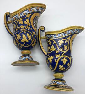 Antique Italian majolica pitchers with a monogram 