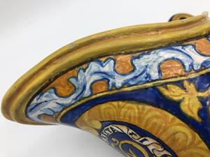 Antique Italian majolica pitchers with a monogram 